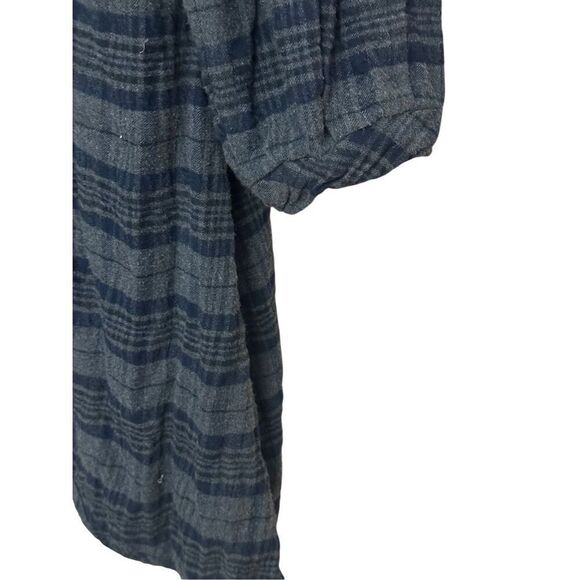 Free People Duster Womens Gray Oversized Plaid Flannel Coat Robe Jacket - Picture 3 of 8